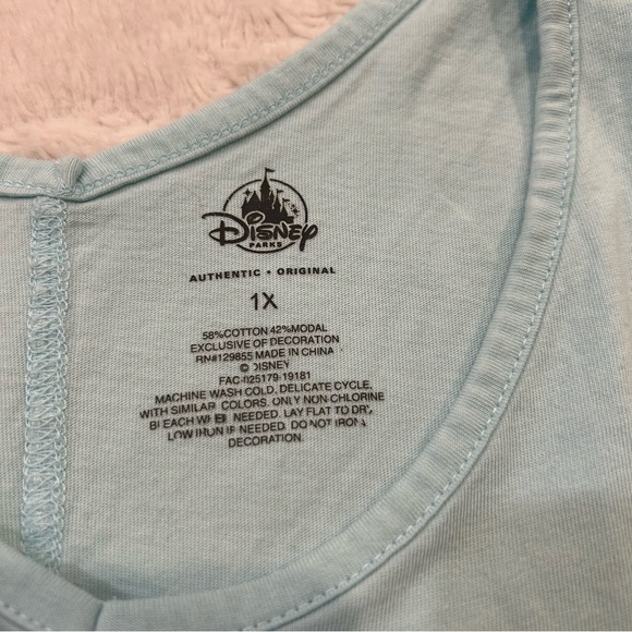 Disney Parks - Mickey Mouse Aqua Sequin Cotton Blend Short Sleeve Dolman Top 1X - Picture 8 of 8